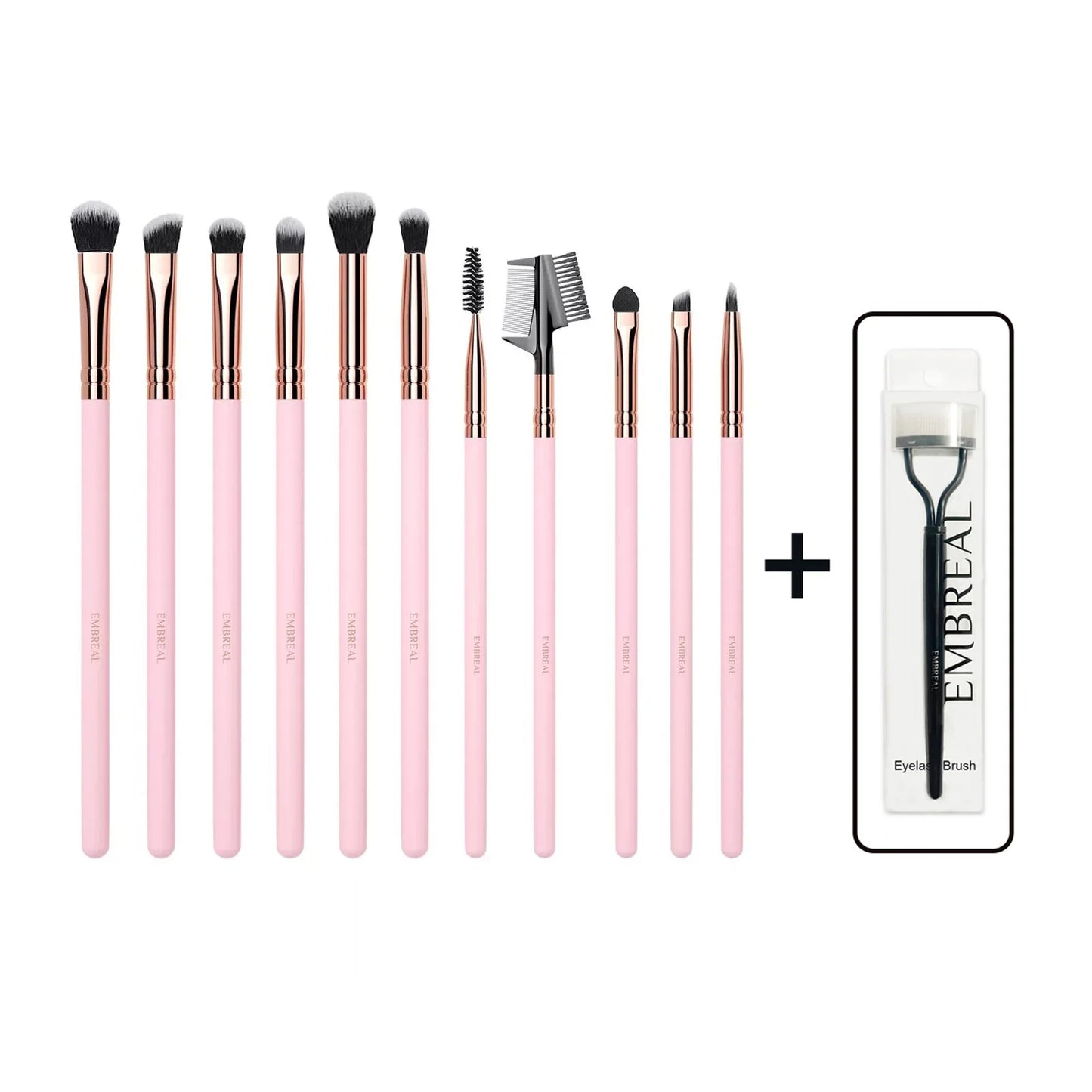Eyebrow, Eyeliner, Blending Brushes + Metal Lash Separator Eye Makeup Tools
