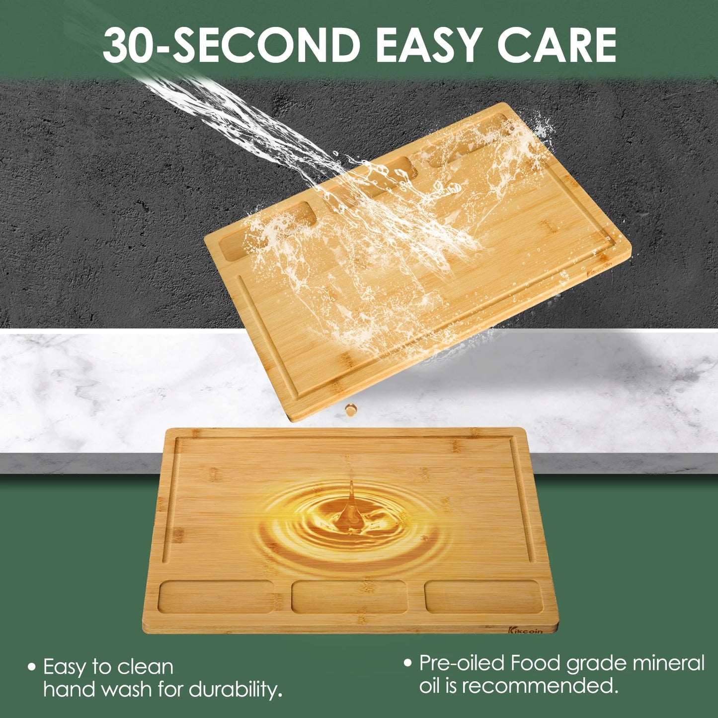 Kitchen Cutting Board Set, Bamboo Compartments and Juice Groove