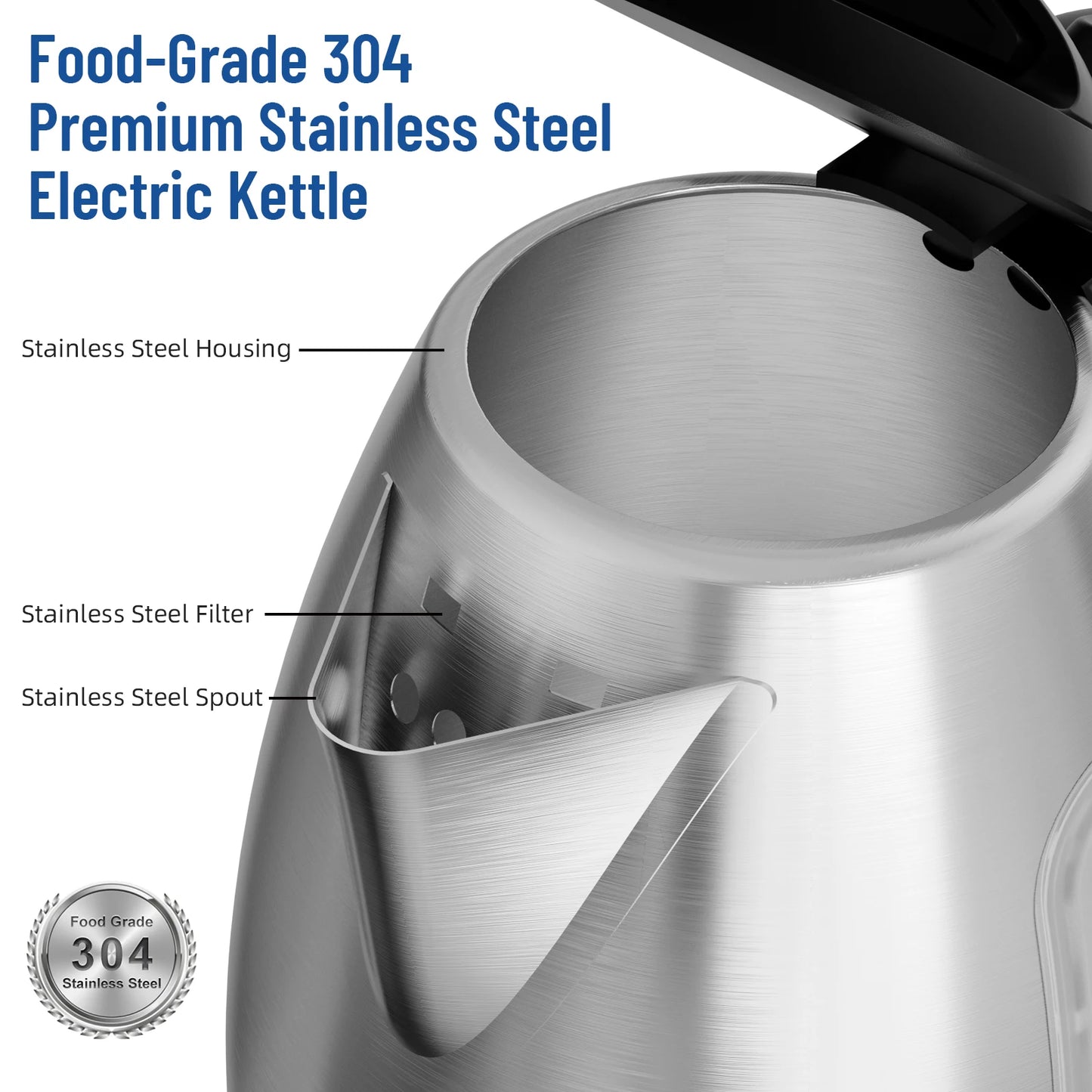 Stainless Steel Electric Tea Kettle Electric & Hot Water Fast Boil