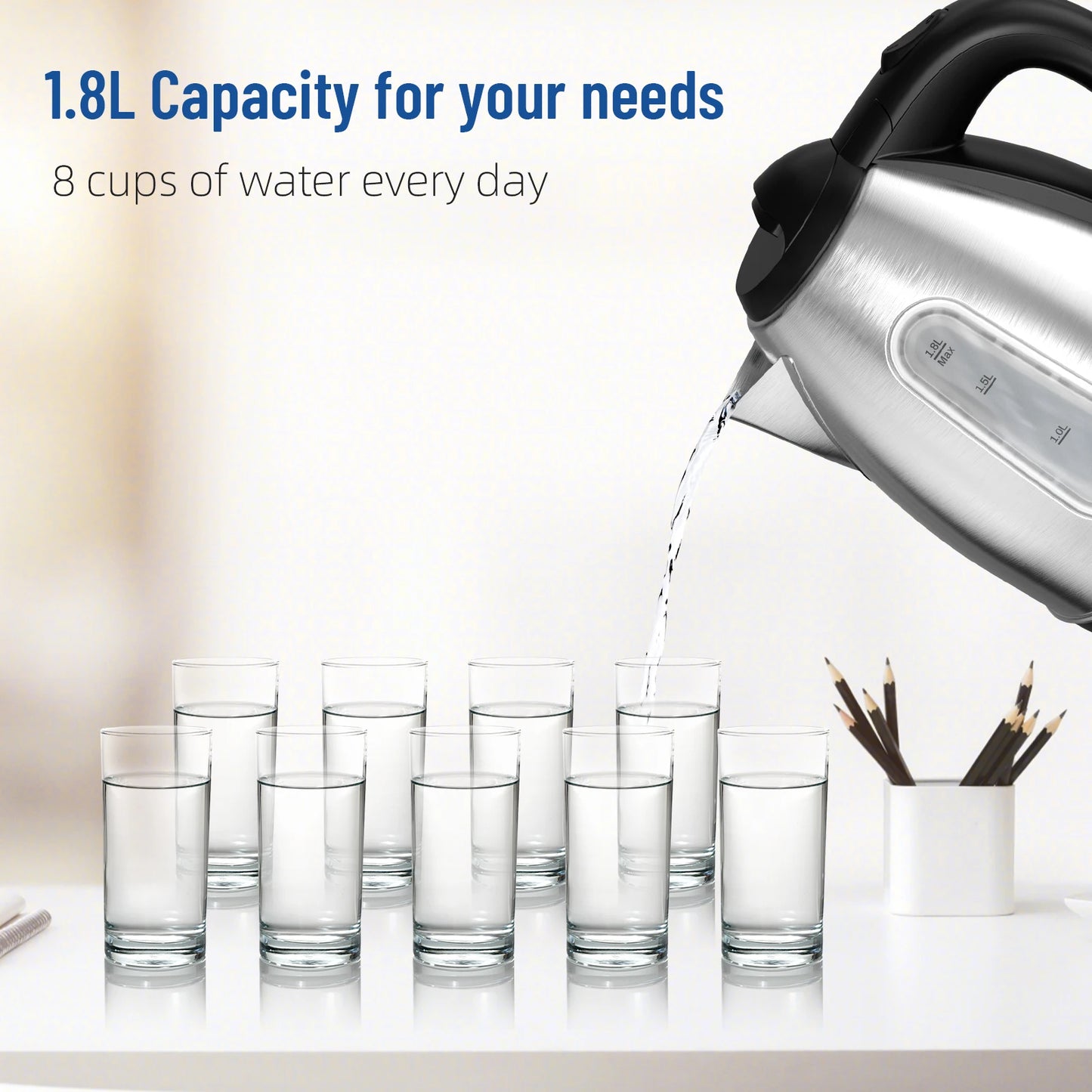 Stainless Steel Electric Tea Kettle Electric & Hot Water Fast Boil