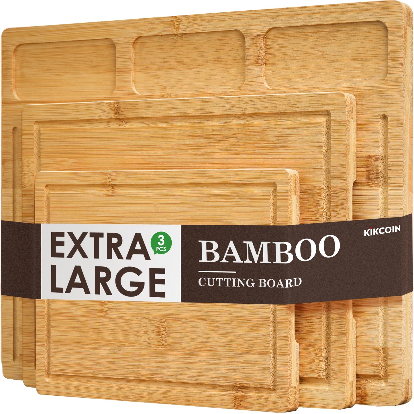 Kitchen Cutting Board Set, Bamboo Compartments and Juice Groove