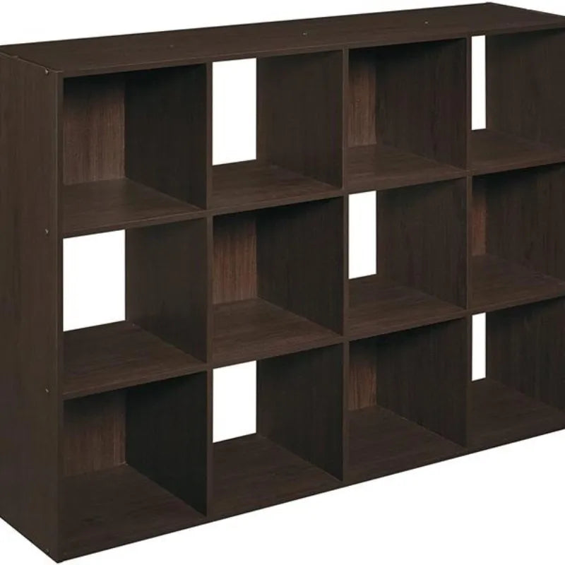Organizer Bookcase Wood Bookshelf 3-Tier Storage Rack Stand White/Dark Brown