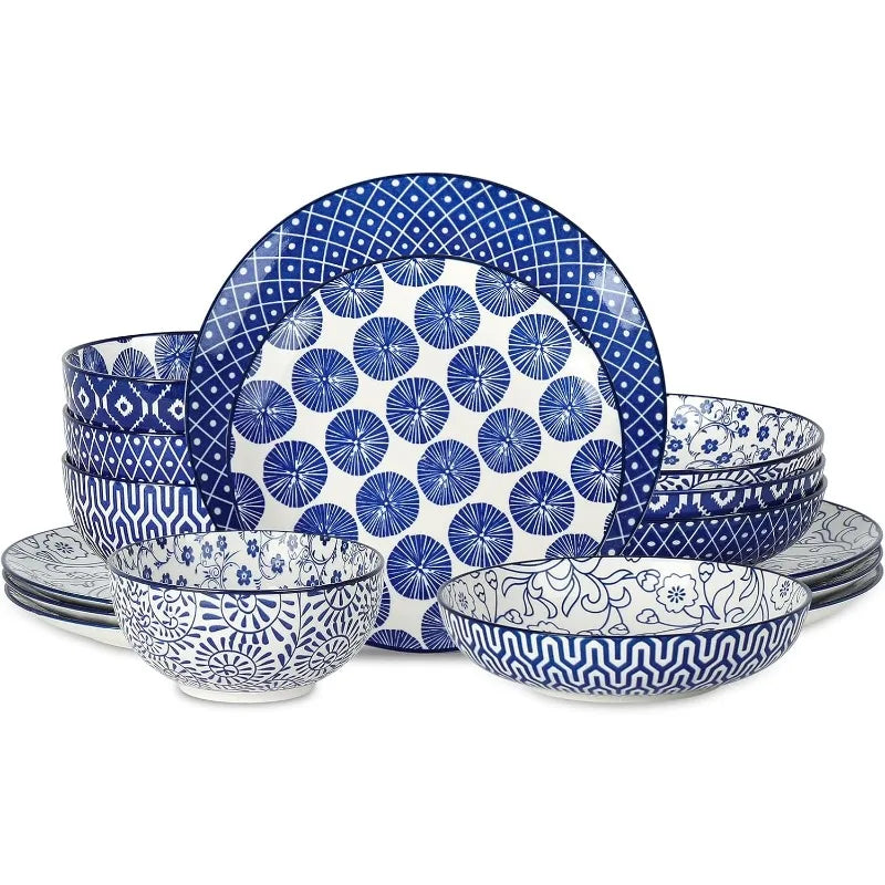 Dinnerware Set, Ceramic Dishes Set Kitchen Plates and Bowls Sets, Dinner Plates