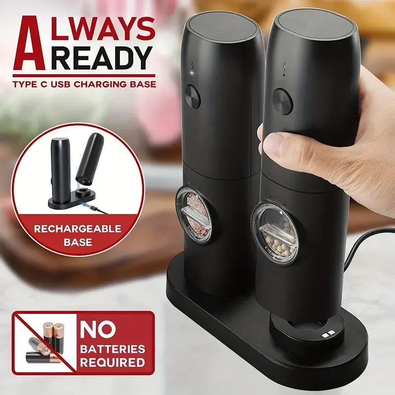 Automatic Salt And Pepper Grinder USB Rechargeable Light Kitchen Tool