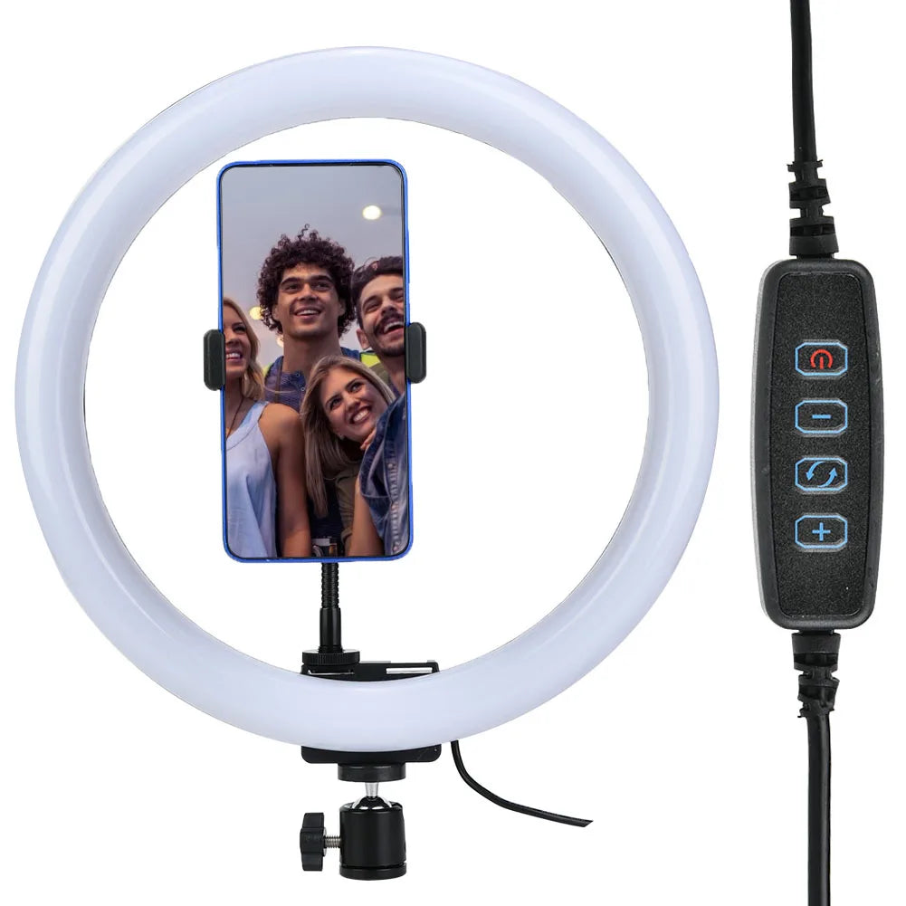 Dimmable Ring Light 3200K-5600K for Makeup with Ball Head Phone Clip
