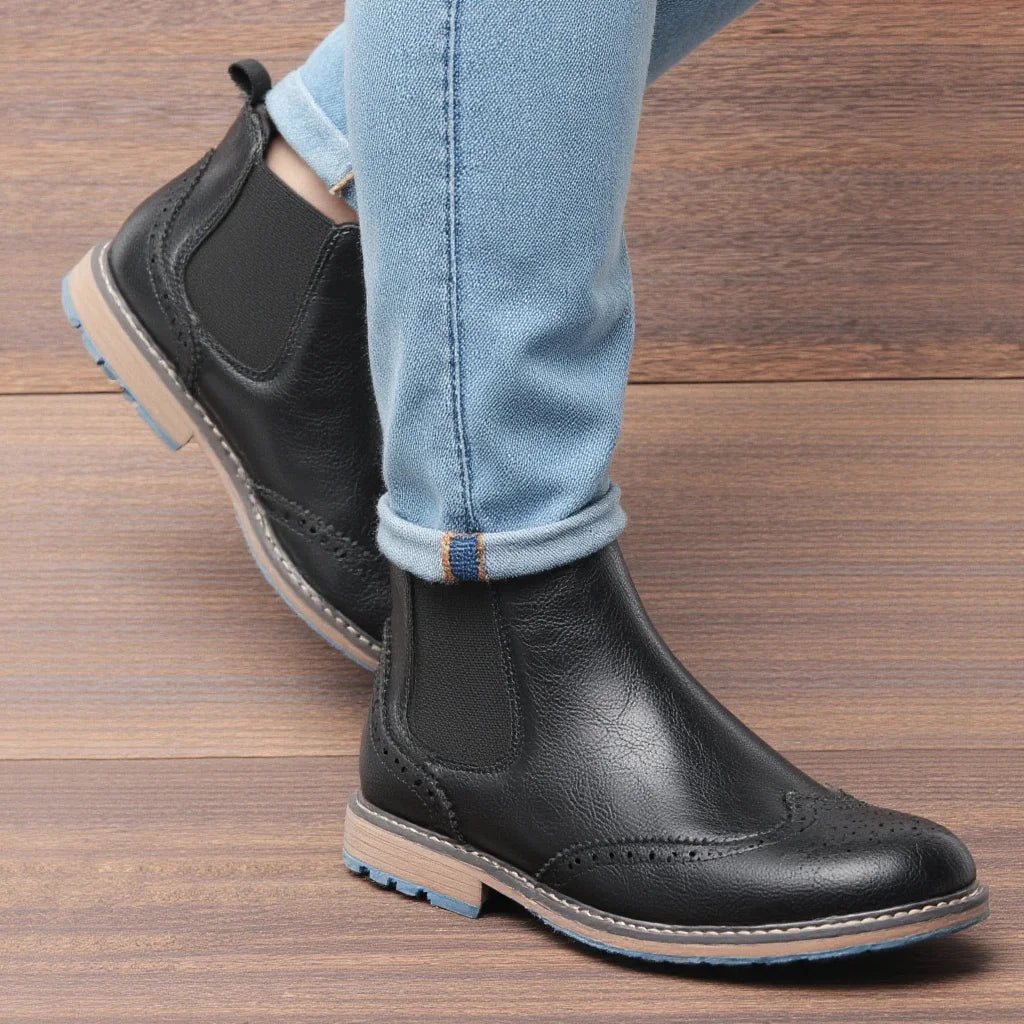 Brogue Men Chelsea Boots American style Comfortable Fashion Leather ankle Boots