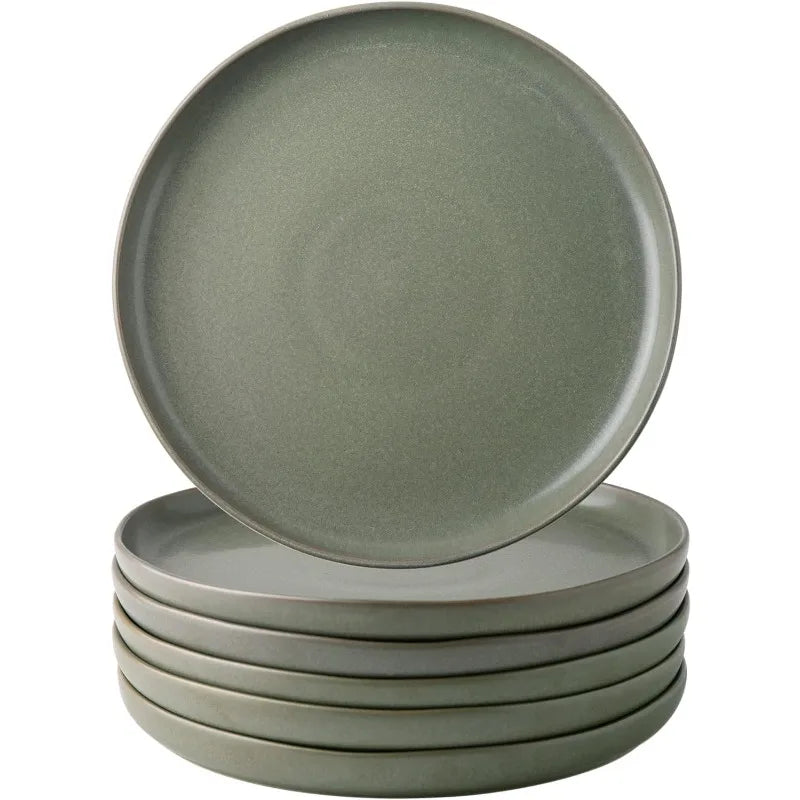 Ceramic Dinner Plates Set Wavy Rim Stoneware Dish Set, Large Dinnerware Plates