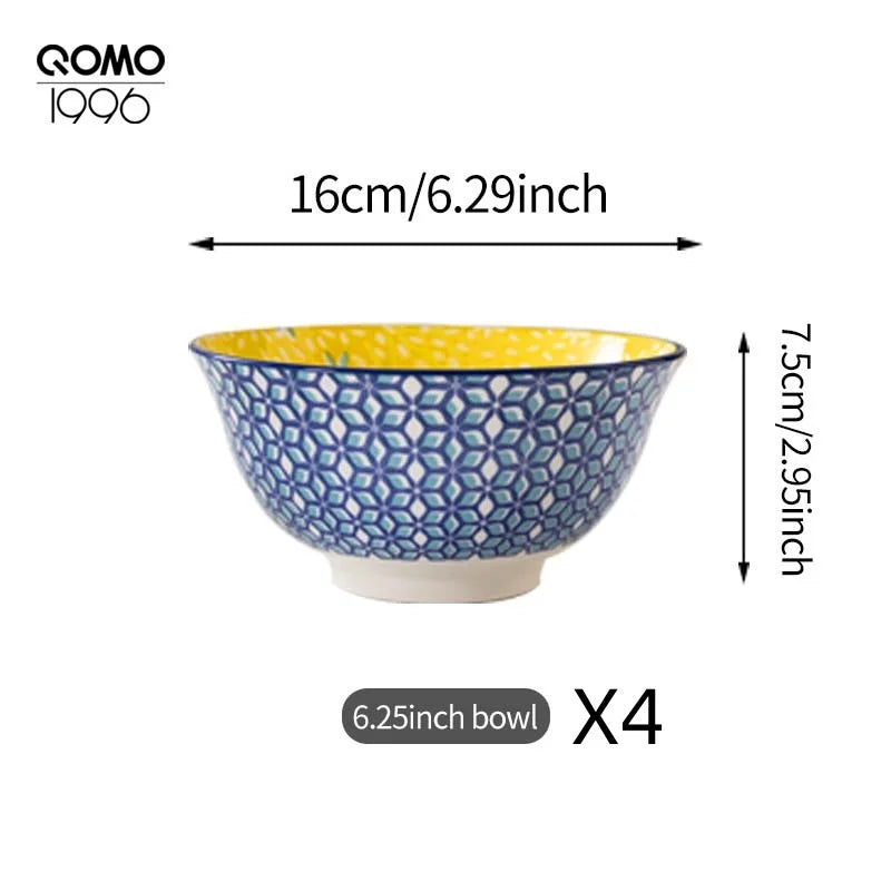 Ceramic Bowl Set Multicolored Porcelain Dinnerware Set Premium Rice Bowls