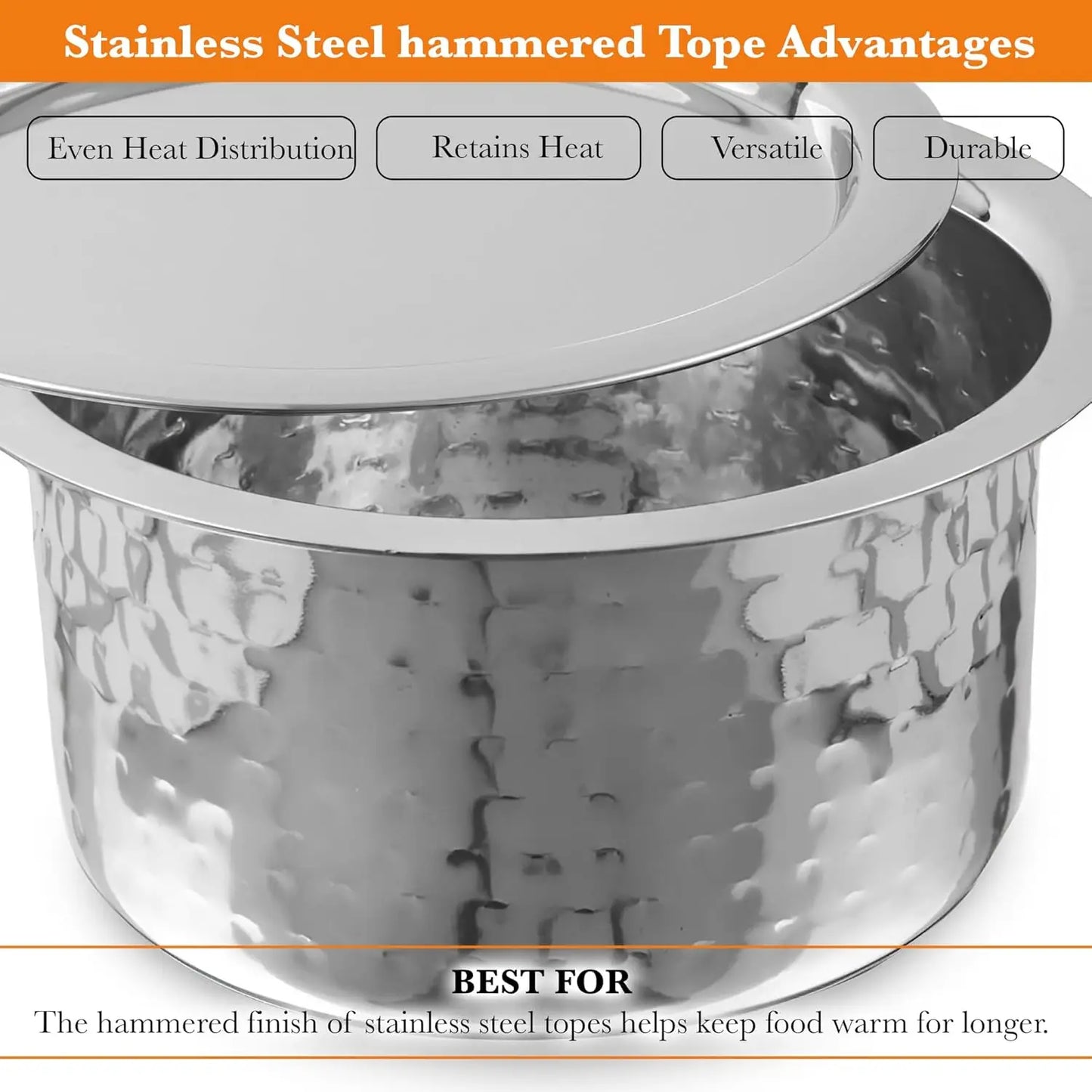 Steel Hammered with Lid Cookware Set Gas Stove Container Pot