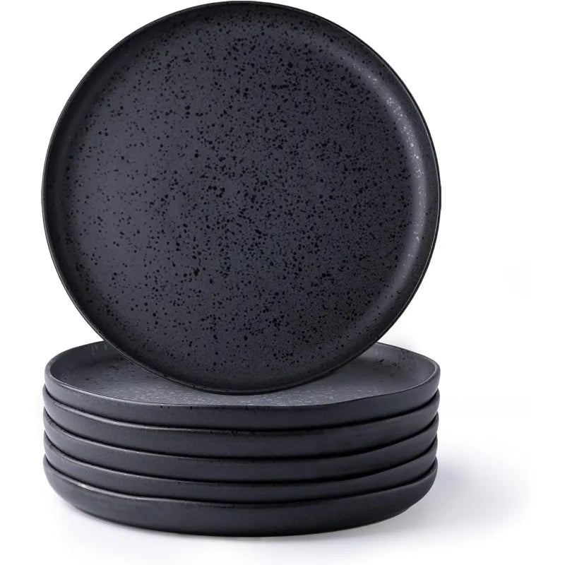 Ceramic Dinner Plates Set Wavy Rim Stoneware Dish Set, Large Dinnerware Plates