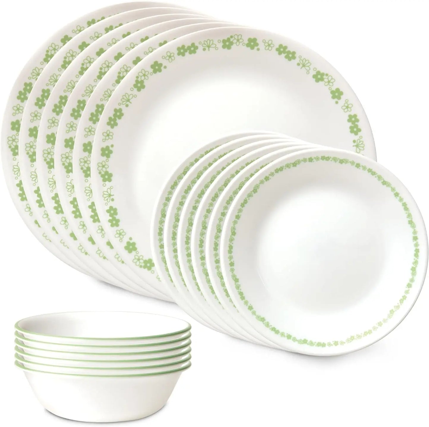 Glass Dinnerware Sets, Triple Layer Chip & Crack Resistant Glass Plate and Bowl Sets, Wildflower