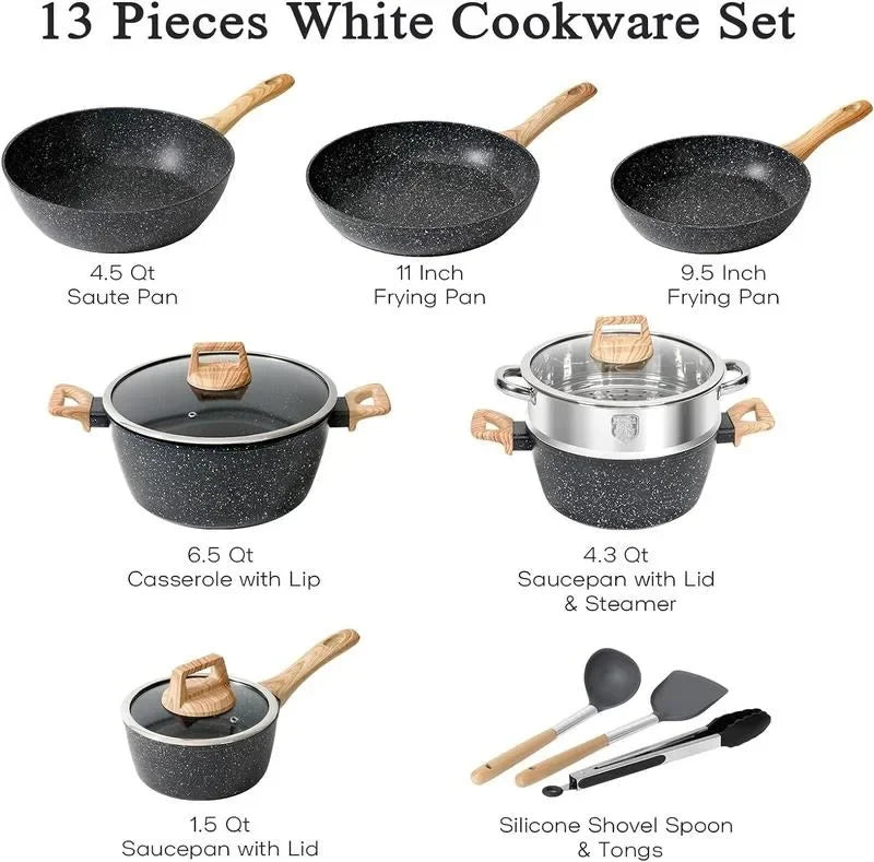 Pots and Pans Set Non Stick Kitchen Cookware Granite Cooking Set