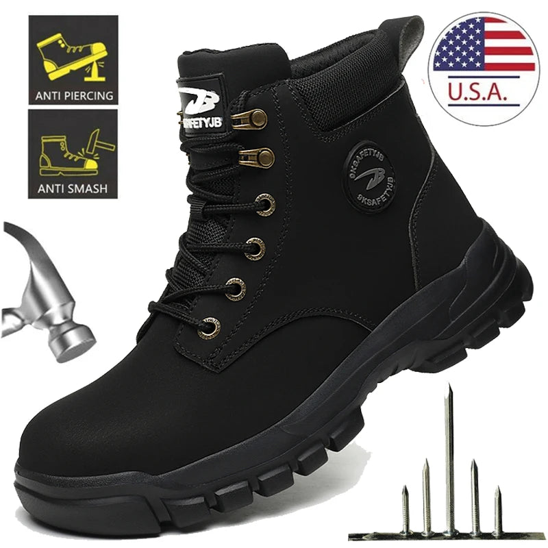 Men Safety Shoes Protective Sneakers Steel Toe Cap Anti-smash Work Shoes Fashion