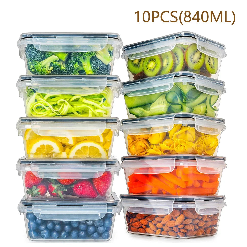 Reusable Square Kitchen Storage Containers Set Microwave & Freezer Safe, Dishwasher Friendly