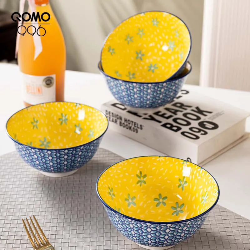 Ceramic Bowl Set Multicolored Porcelain Dinnerware Set Premium Rice Bowls