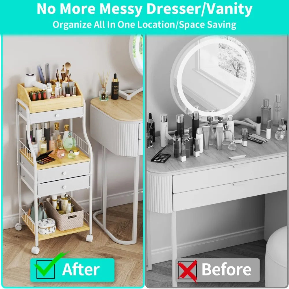 floor Skincare Make Up Organizers with Drawers, Vanity Cosmetics