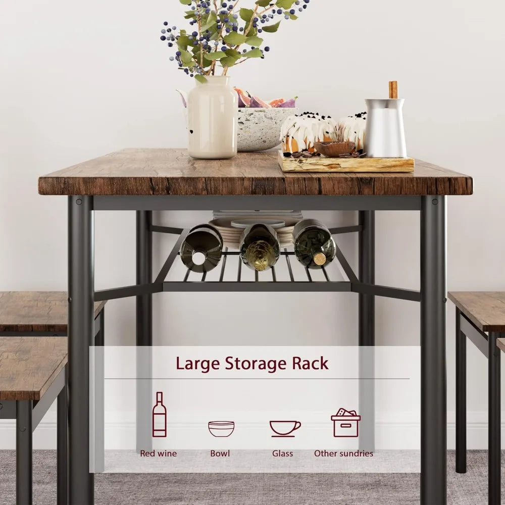 Dining Room Table Set with Chairs, Rectangle for Small Space