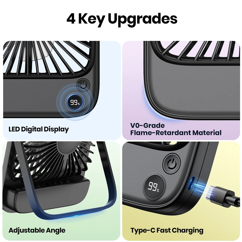 Portable Fan Electric Camping Battery USB Desk Small Silent for Room