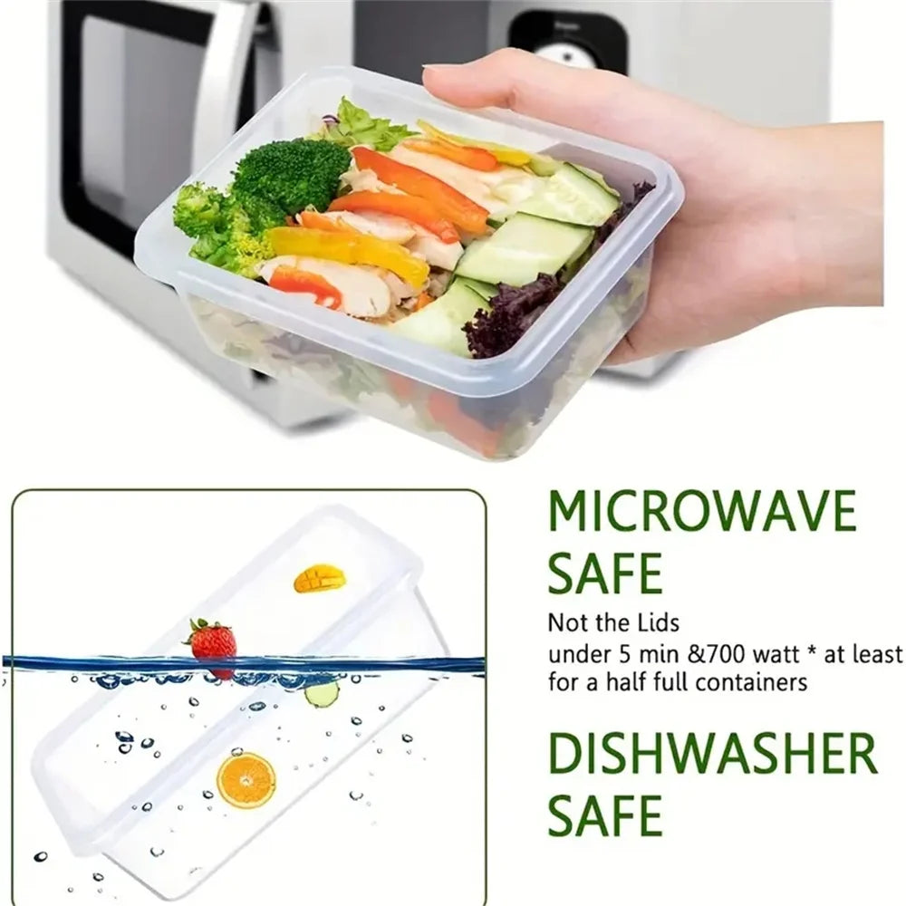 Reusable Square Kitchen Storage Containers Set Microwave & Freezer Safe, Dishwasher Friendly
