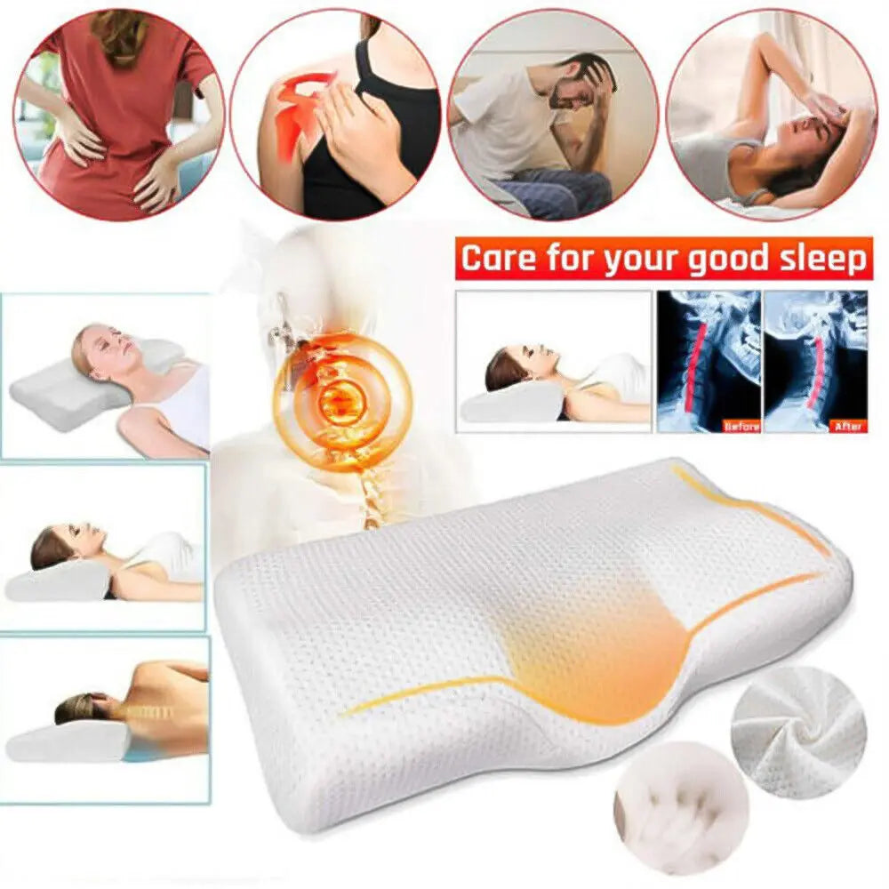 Memory Foam Pillow Contour Neck Back Support Orthopaedic Firm Sleeping Pillows
