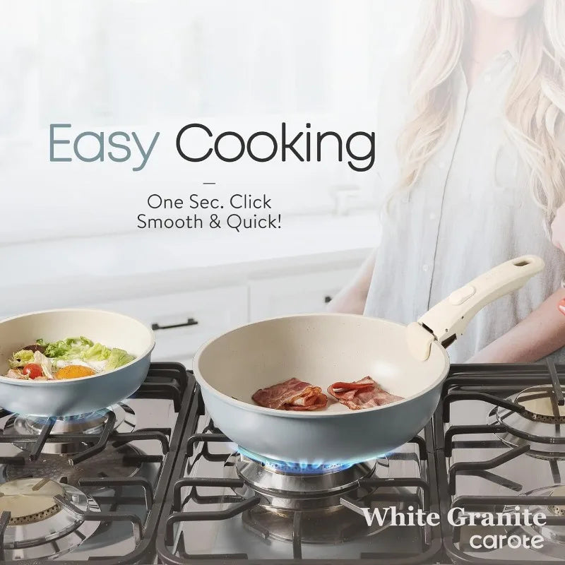 Nonstick Cookware Set Detachable Handle, Induction Kitchen