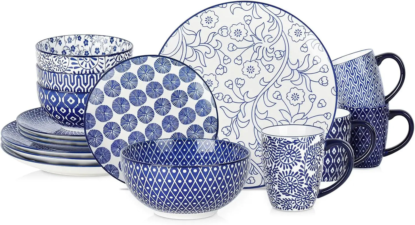 Dinnerware Set, Ceramic Dishes Set Kitchen Plates and Bowls Sets, Dinner Plates