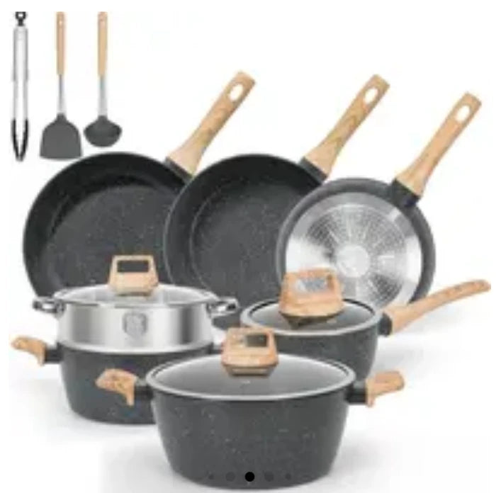 Pots and Pans Set Non Stick Kitchen Cookware Granite Cooking Set