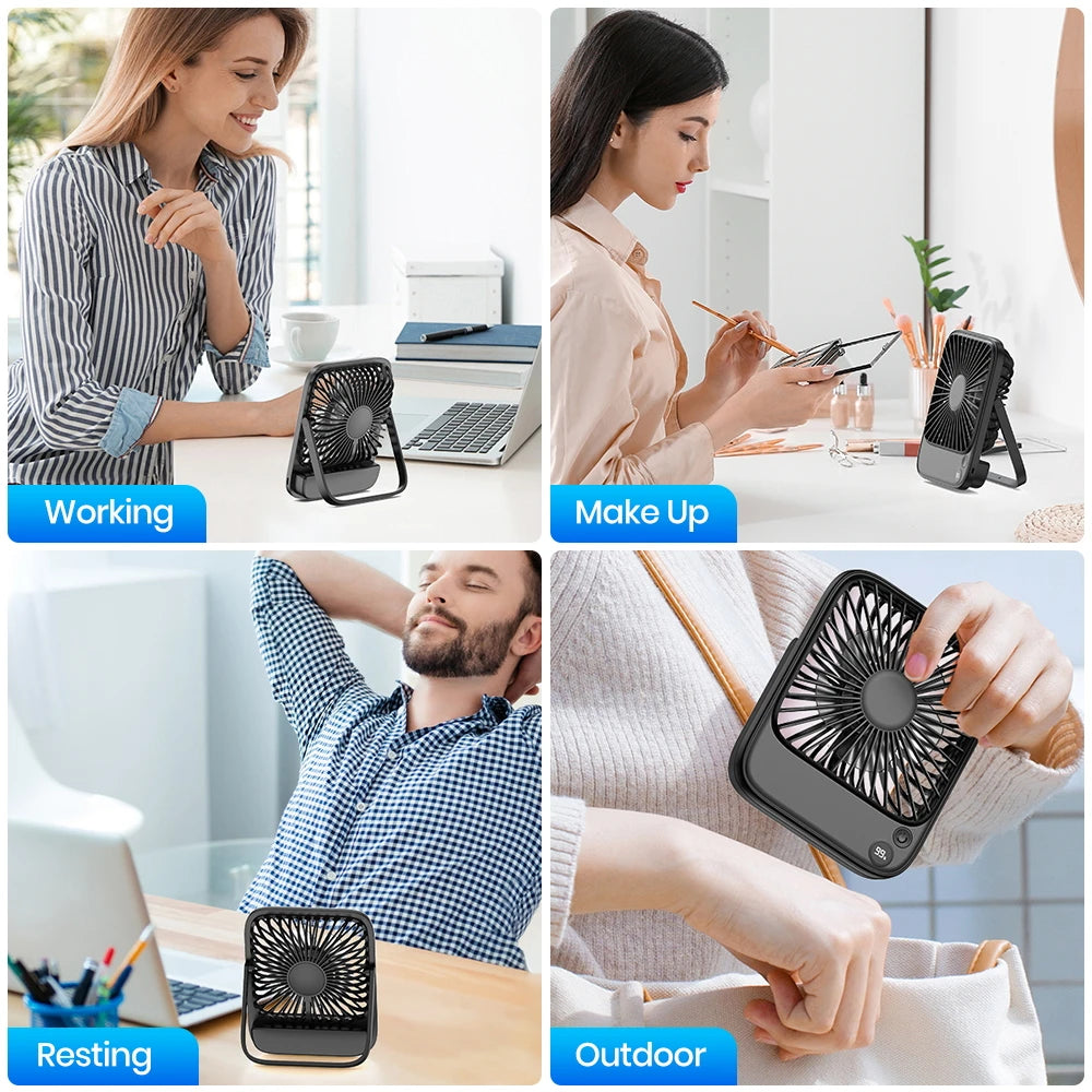 Portable Fan Electric Camping Battery USB Desk Small Silent for Room