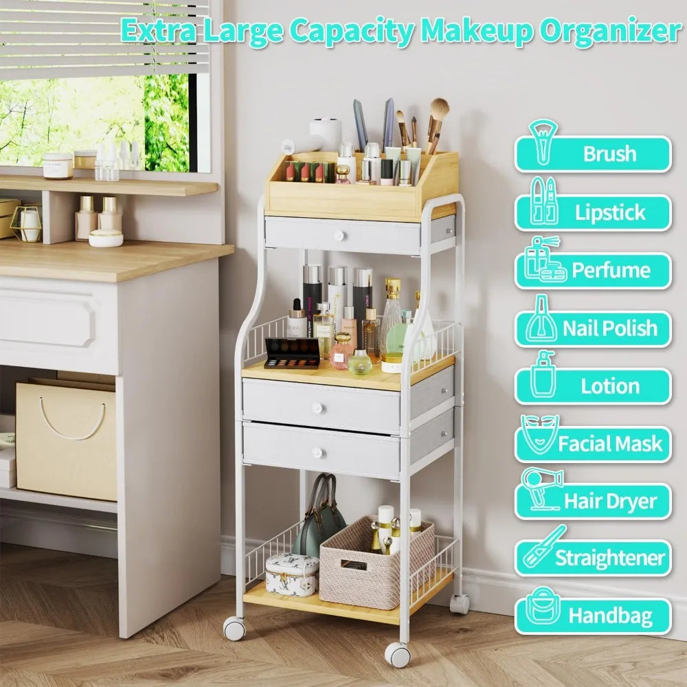 floor Skincare Make Up Organizers with Drawers, Vanity Cosmetics