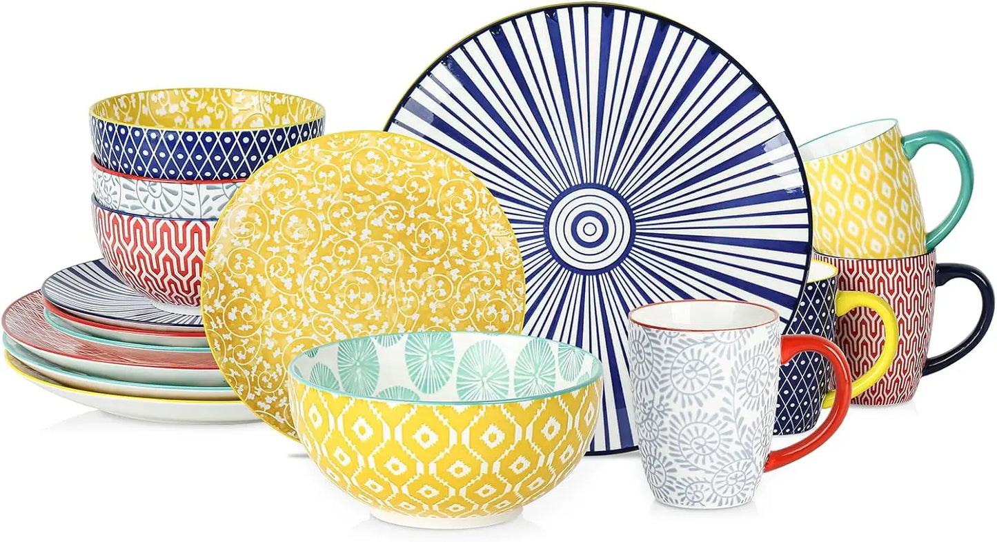 Dinnerware Set, Ceramic Dishes Set Kitchen Plates and Bowls Sets, Dinner Plates