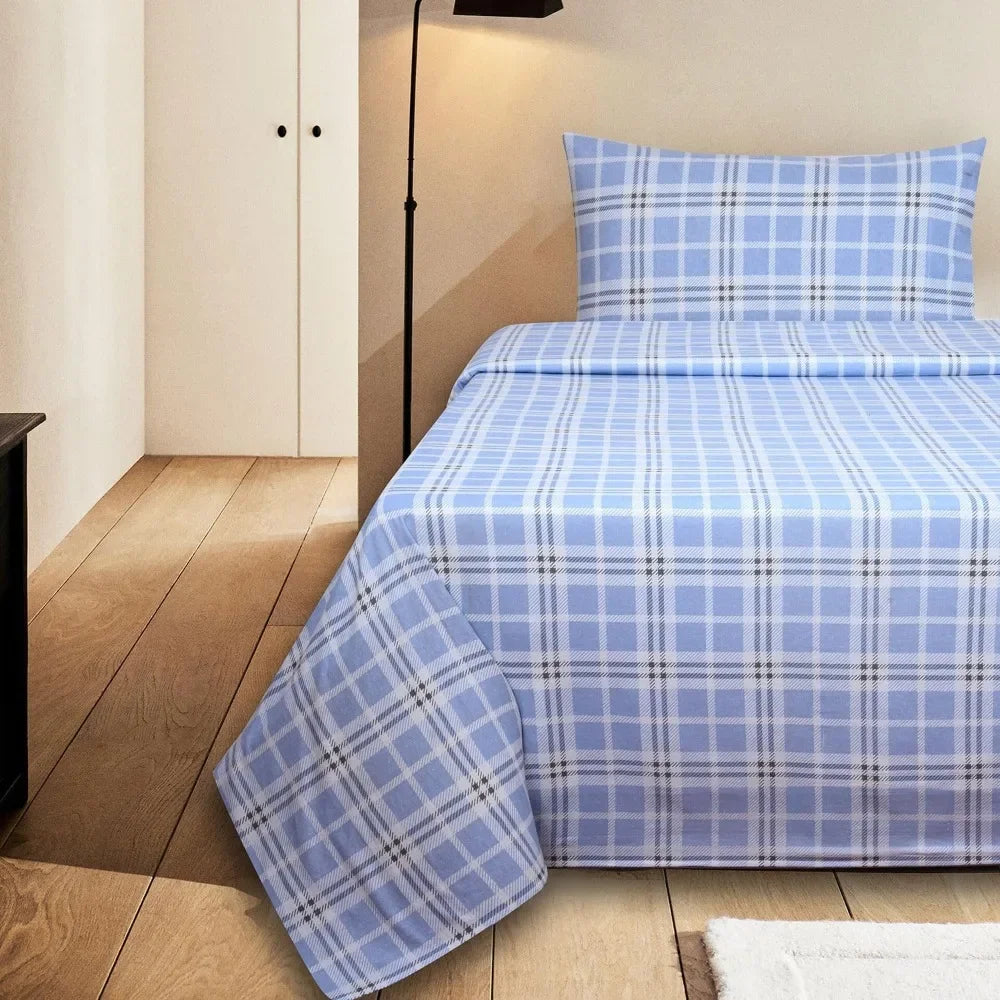 Cotton Printed Flannel Bed Sheet Set Super Soft, All Season and Pillow Set