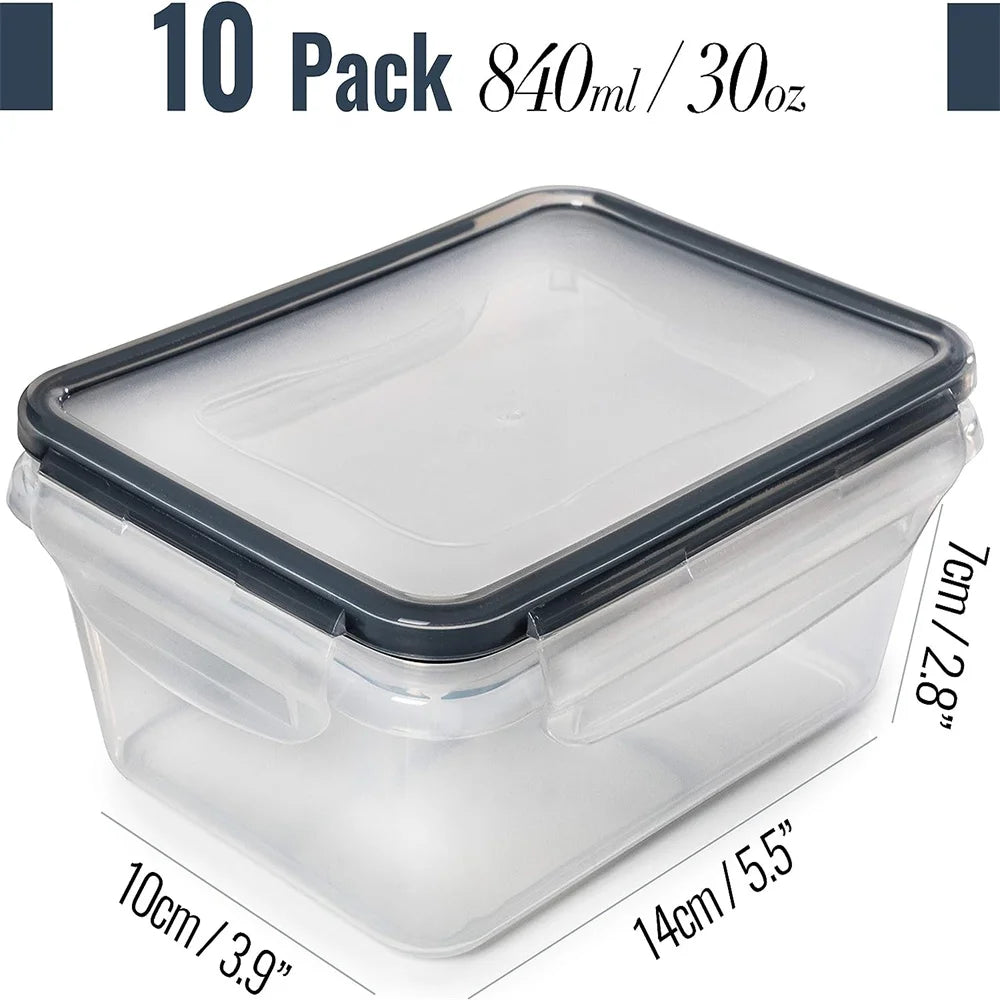 Reusable Square Kitchen Storage Containers Set Microwave & Freezer Safe, Dishwasher Friendly