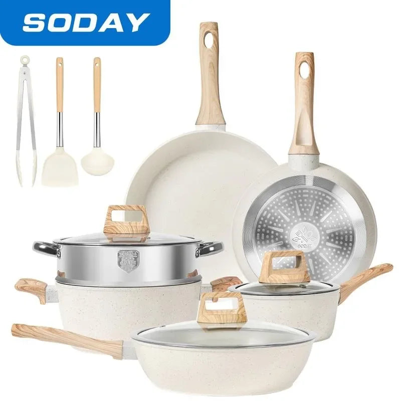 Pots and Pans Set Non Stick Kitchen Cookware Granite Cooking Set
