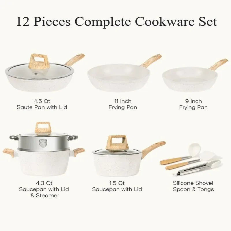 Pots and Pans Set Non Stick Kitchen Cookware Granite Cooking Set