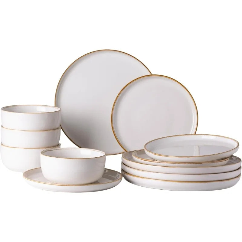 Ceramic Dinnerware Sets Stoneware Plates and Bowls Sets, Reactive Glaze Dishes