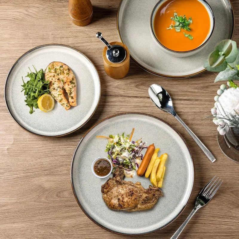 Ceramic Dinnerware Sets Stoneware Plates and Bowls Sets, Reactive Glaze Dishes