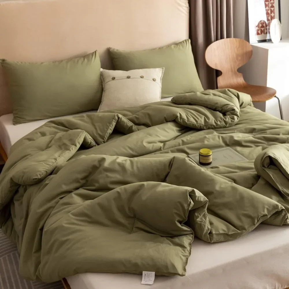 Bedding Sets Olive Green All Season Lightweight Blanket Quilt, Bed Cover