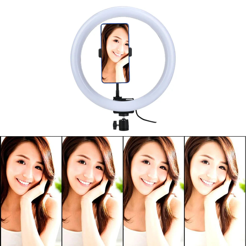 Dimmable Ring Light 3200K-5600K for Makeup with Ball Head Phone Clip
