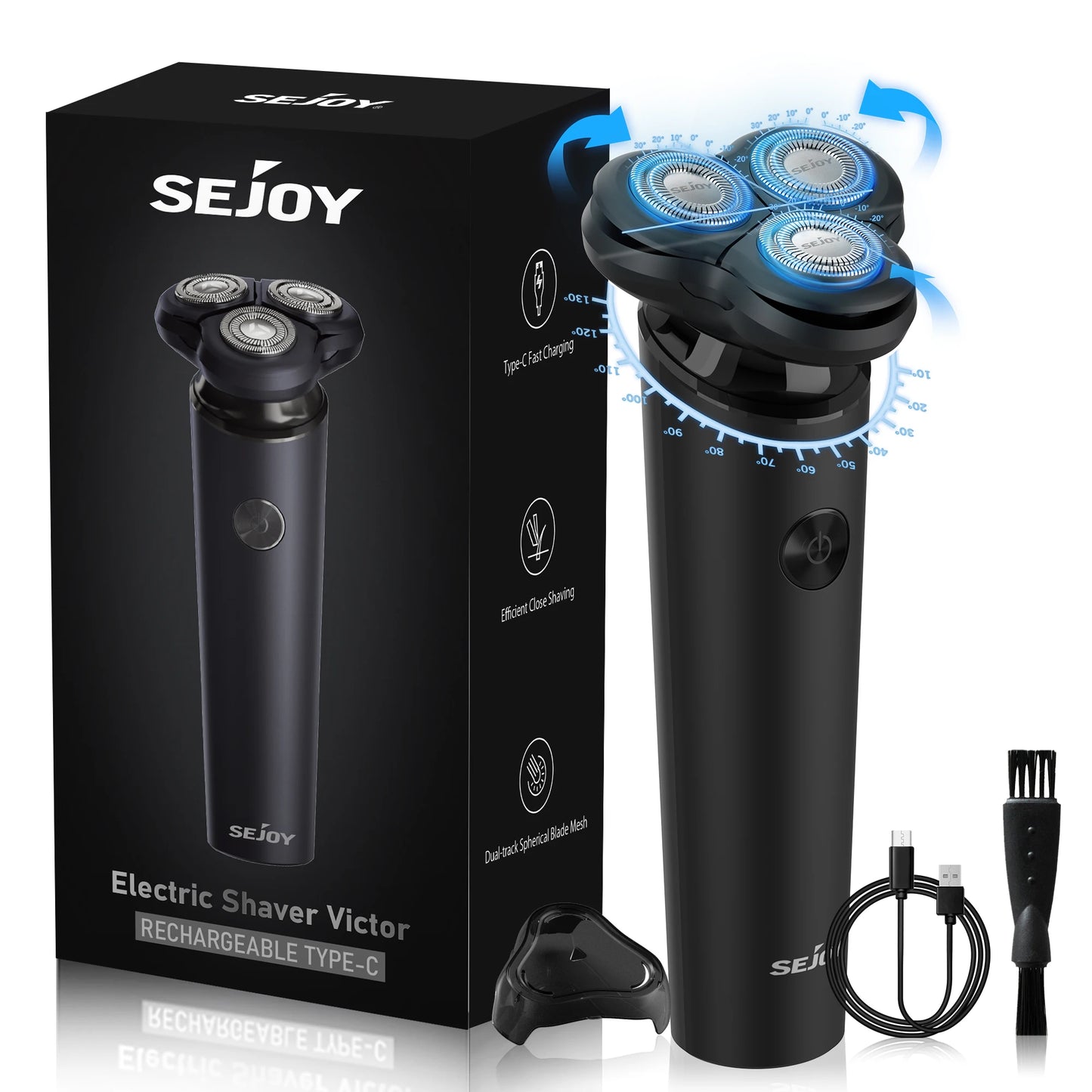 Men Electric Razor Waterproof Shaver Fast Charging-3D Floating Head Shaving Machine