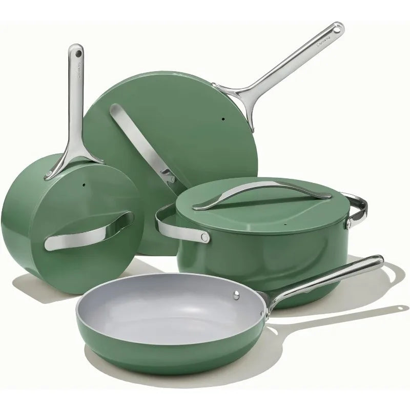Nonstick Ceramic Cookware Set - Navy Oven & Safe, Pots and Pans Set