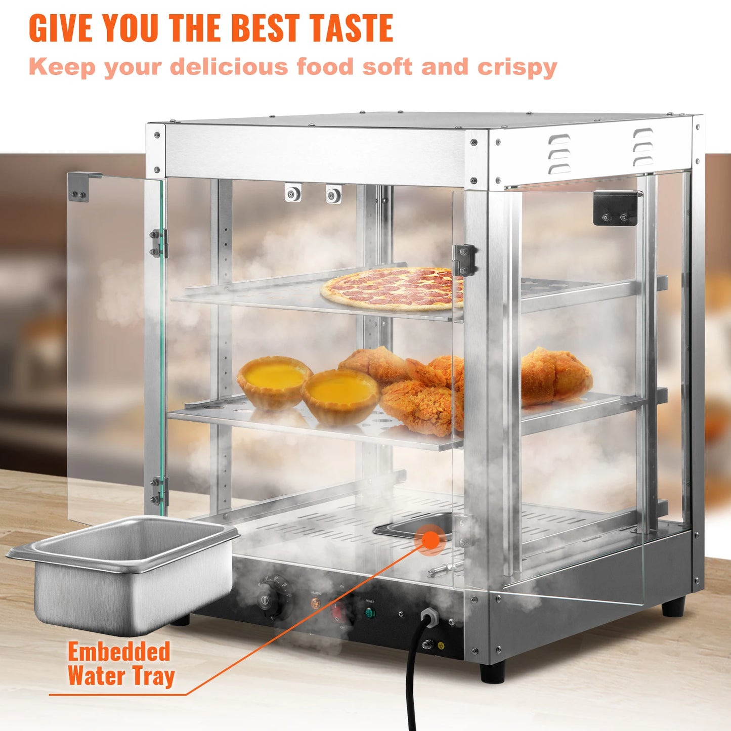 Food Warmer Commercial Heating with Temp Knob Display Kitchen Appliance