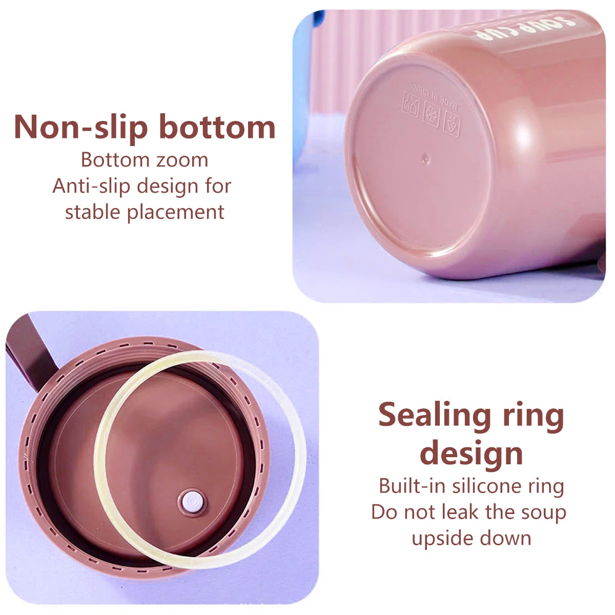 Portable Thermos Containers Food Jar Insulated Soup Cup Stainless Steel Lunch Box