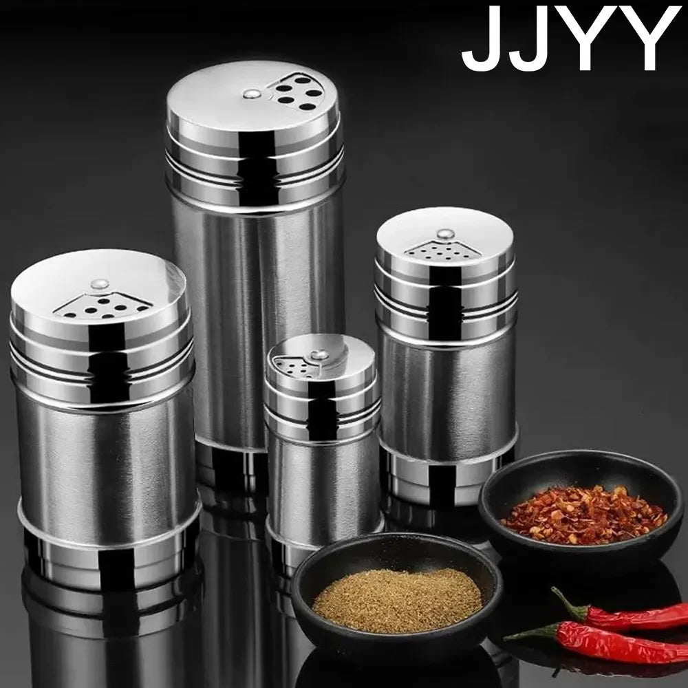 Salt Sugar Bottle Rotating Cover Stainless Steel Kitchen Gadgets Spice Pepper Shaker