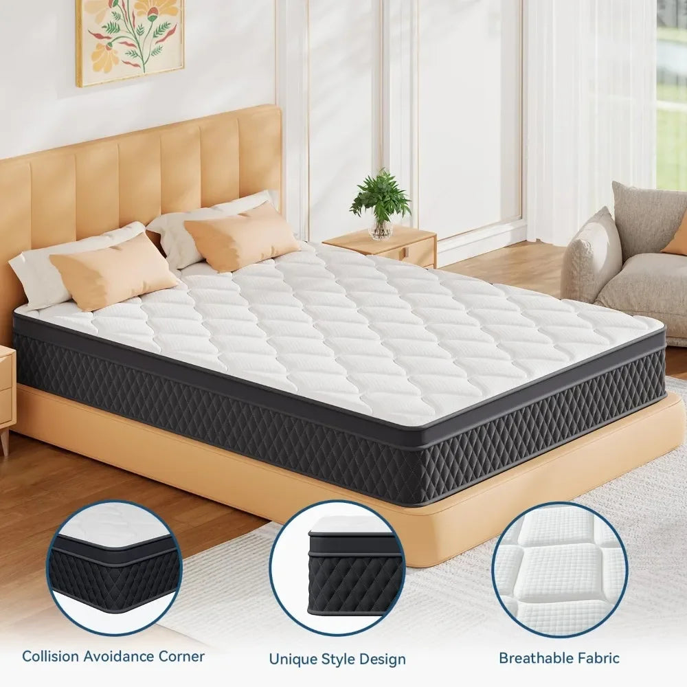 Twin Mattress in a Box, Memory Foam Hybrid Mattress Individually Motion, Pressure Relief