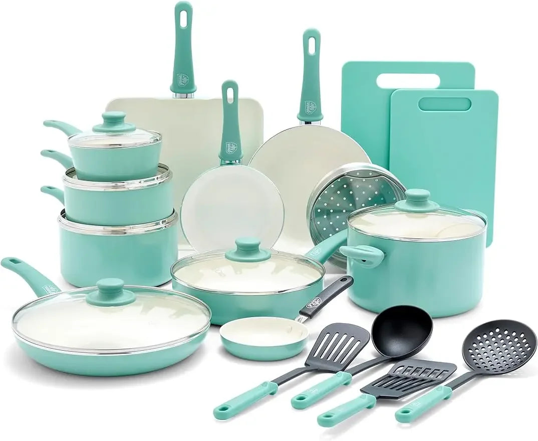 Cookware Pots and Frying Sauce Saute Pans Set with Kitchen Utensils, Dishwasher Safe,