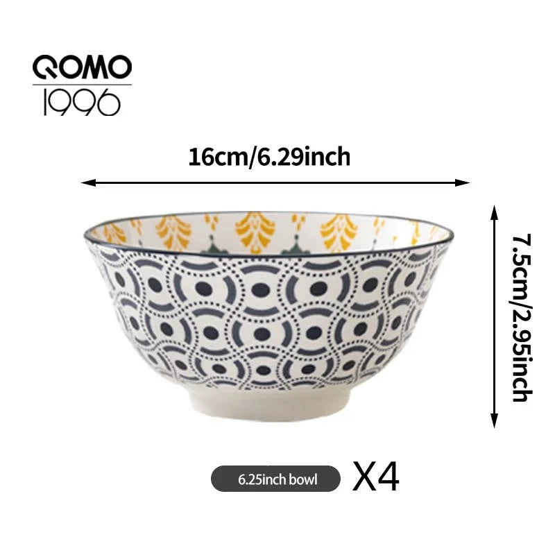 Ceramic Bowl Set Multicolored Porcelain Dinnerware Set Premium Rice Bowls