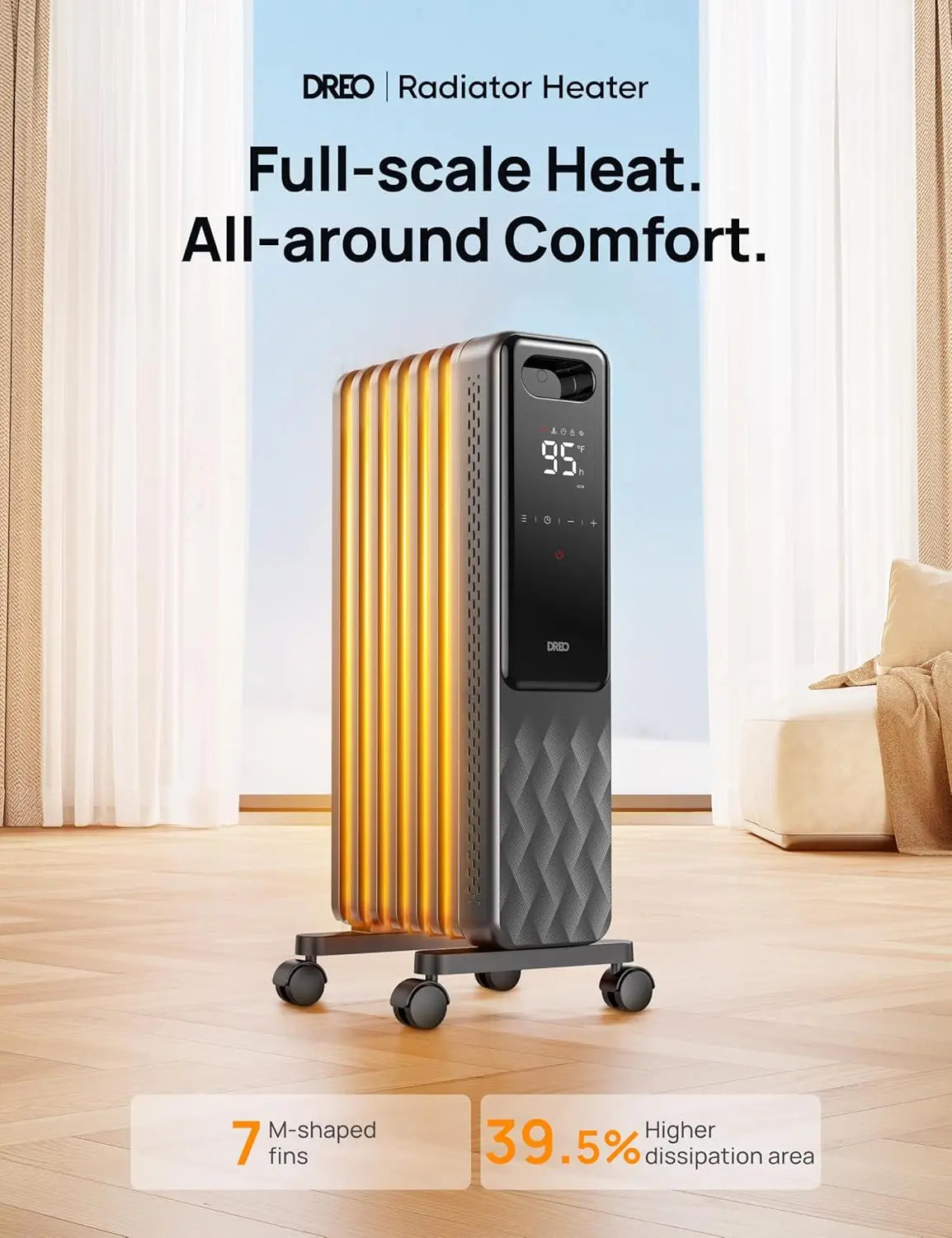 Radiator, Electric Radiant Heaters for indoor use Large Room with Remote Control,