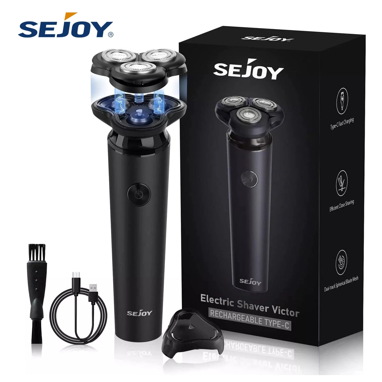 Men Electric Razor Waterproof Shaver Fast Charging-3D Floating Head Shaving Machine