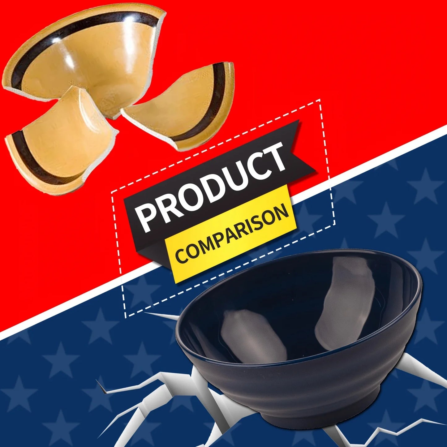 Plastic Bowls, American Large Soup Bowl Set, Microwave and Dishwasher Safe, Soup Bowls