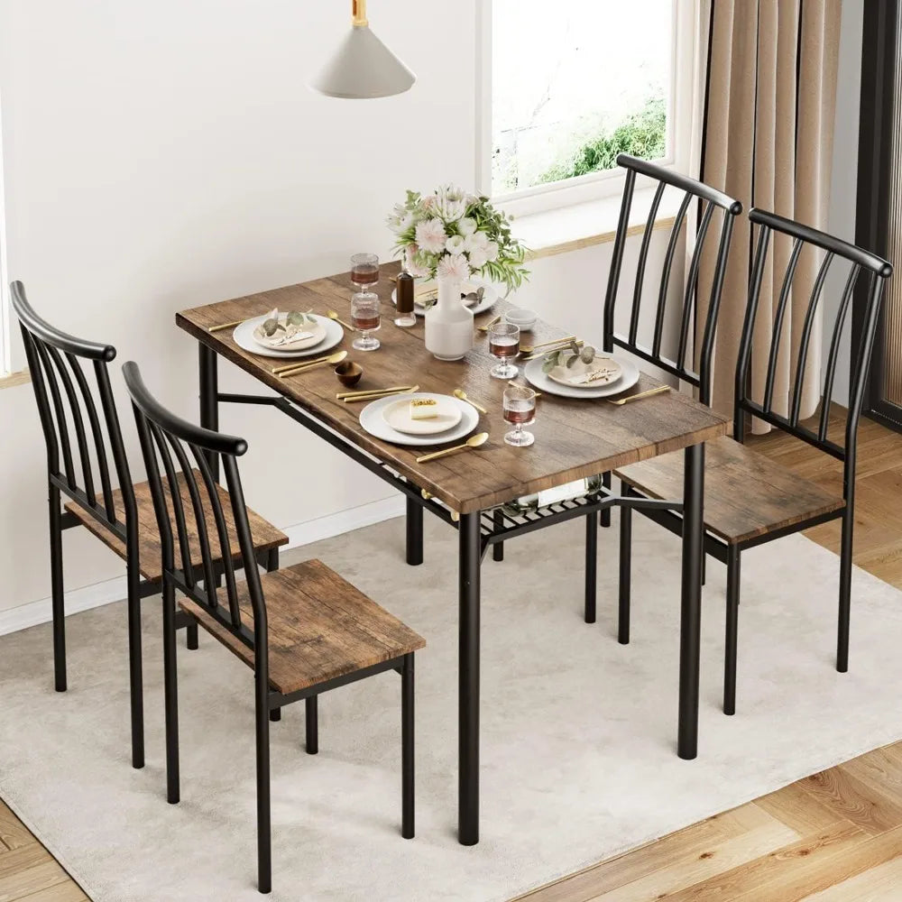 Dining Room Table Set with Chairs, Rectangle for Small Space